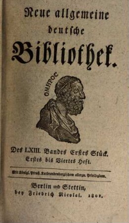 Neue allgemeine deutsche Bibliothek. 63. 1801