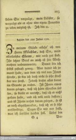 Lassahn den 3ten Julius 1752
