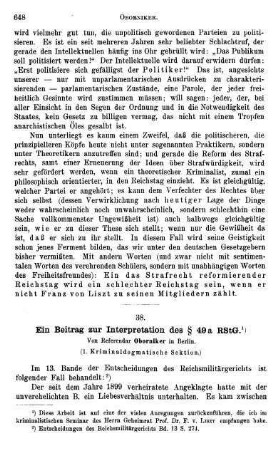 648-654, Ein Beitrag zur Interpretation des § 49a RStG