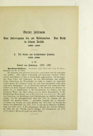 A. Die Kaiser aus verschiedenen Häusern. 1273-1346