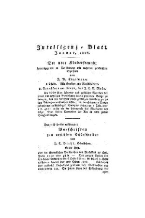 Intelligenz-Blatt : Januar, 1808