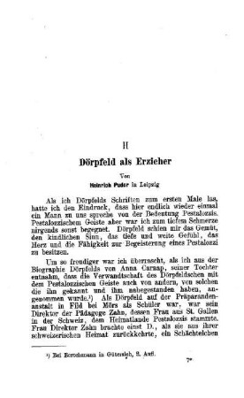 Dörpfeld als Erzieher