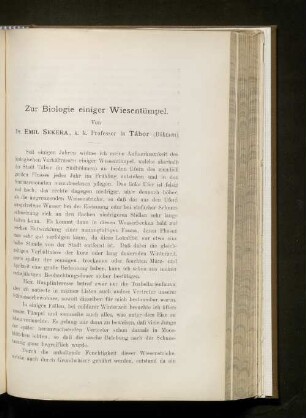 Zur Biologie einiger Wiesentümpel.