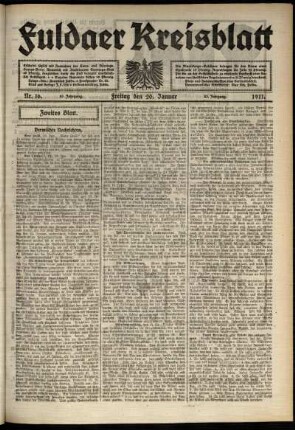 Zweite Ausgabe vom Freitag, den 20. Januar 1911.