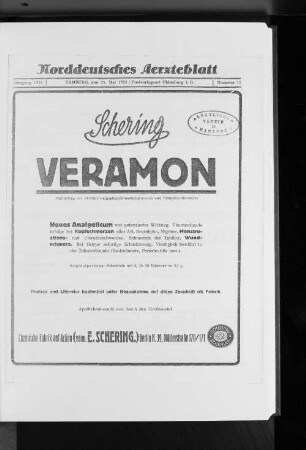 Nr. 15 1924 : Jahrgang 1924 Hamburg, den 25.Mai 1924 Nummer 15