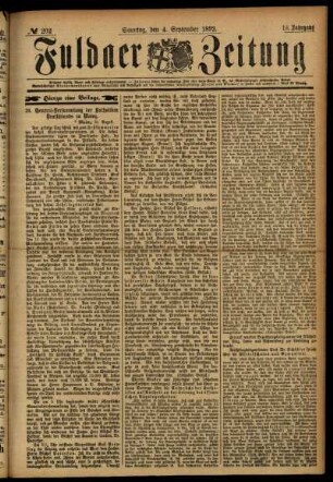 Erste Ausgabe vom Sonntag, den 04. September 1892.