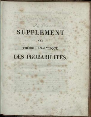 Suppl.: Théorie analytique des probabilités. Suppl.