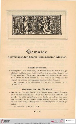 Gemälde hervorragender älterer und neuerer Meister (Nr. 1 - 125)