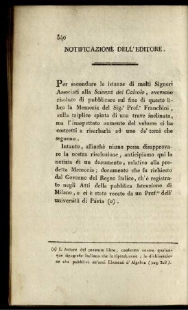 Notificazione dell'Editore.