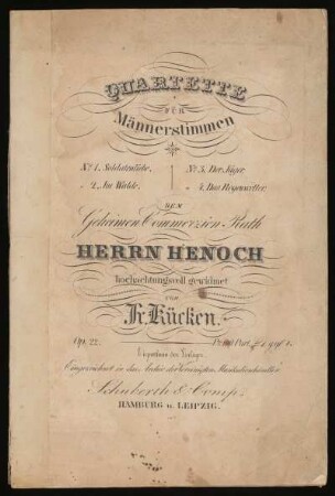 Quartette für Männerstimmen : op. 22