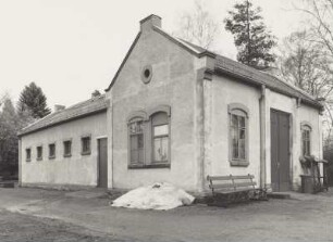 Mittweida, Friedhofskapelle : Mittweida, Friedhofskapelle, Alter Friedhof, um 1885, Giebel-und Traufseite