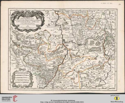 Partie Orientale Du Palatinat et Eslectorat Du Rhein : Les Eveschés De Spire, De Wormes et Le Comté De Linange ; Tiré des Memoires les plus Nouveaux