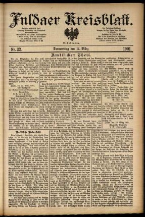 Erste Ausgabe vom Donnerstag, den 14. März 1901.