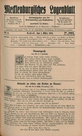 Nr. 8. Rostock, den 1. März 1931. 59. Jahrg.