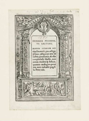 Randeinfassung mit der Enthauptung Johannes, aus: "Moriae Encomium", Basel 1516