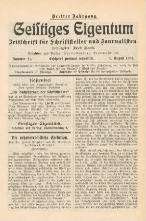 Nummer 21 (1. August 1907)