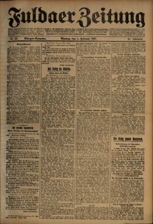 Erste Ausgabe vom Montag, den 01. Februar 1915.