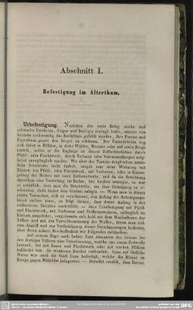 Abschnitt I. Befestigung im Alterthum