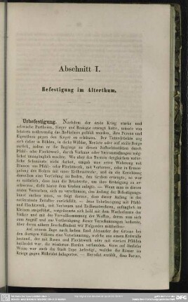 Abschnitt I. Befestigung im Alterthum
