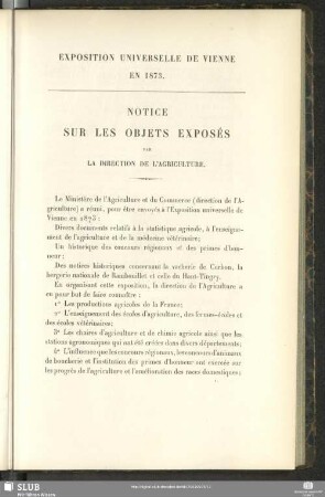 Notice Sur Les Objets Exposés Par La Direction De L'Agriculture