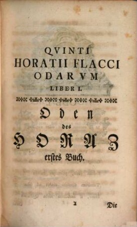 Uebersetzung der Oden des Horaz, Erstes Buch