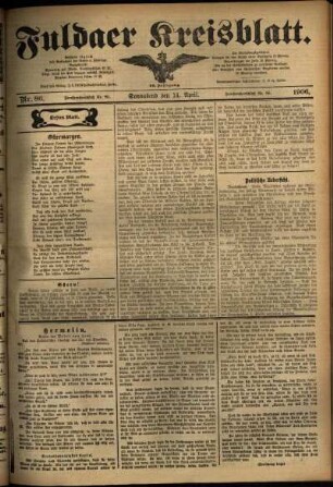 Erste Ausgabe vom Samstag, den 14. April 1906.