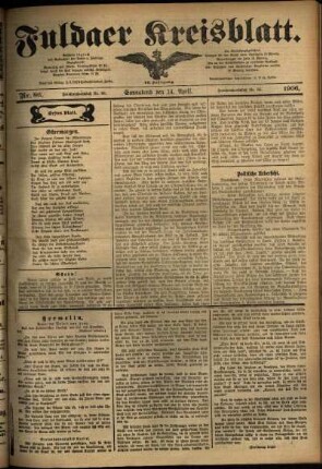 Erste Ausgabe vom Samstag, den 14. April 1906.