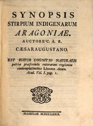 Synopsis stirpium indigenarum Aragoniae