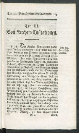 Tit. III. Von Kirchen-Visitationen.