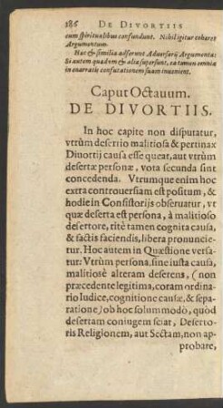 Caput Octavum. De Divortiis.