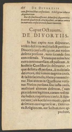 Caput Octavum. De Divortiis.