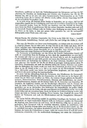 376-377 [Rezension] Prager, Mirjam, Die religiösen Frauenorden