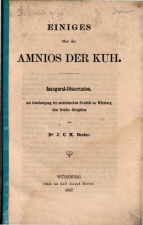 Einiges über das Amnios der Kuh