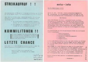 Konvolut von Flugblättern, Broschüren u. ä., die an der Fachhochschule verteilt wurden (linke Themen u. Gruppen)