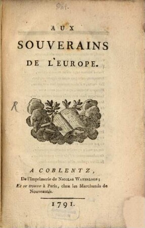 Aux souverains de l'Europe
