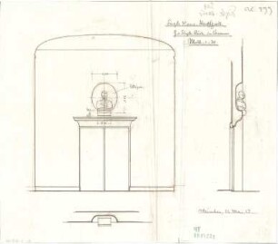 Fischer, Theodor; Stuttgart; Gustav-Siegle-Haus - Siegle - Büste im Vorraum (Grundriss, Ansicht,Schnitt)