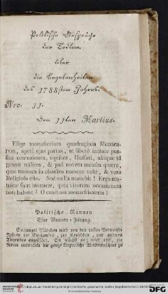 Nro. 11. Den 11ten Martius