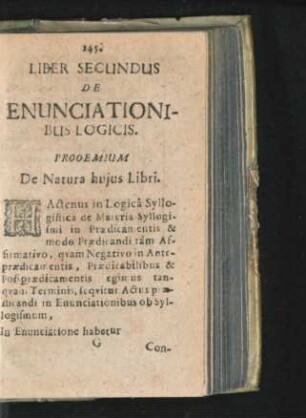 Liber Secundus. Enunciationibus Logicis.