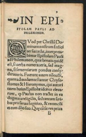 In Epistolam Pauli Ad Philemonem.
