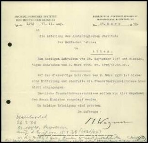 M. Wegner an DAI Athen