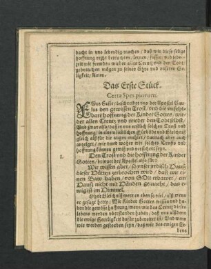 Das Erste Stück. Certa Spes piorum.