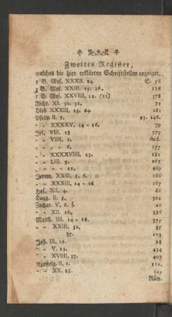 Zweites Register, welches die hier erklärten Schriftstellen anzeiget.
