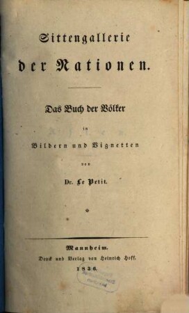 Sittengallerie der Nationen : das Buch der Völker in Bildern und Vignetten
