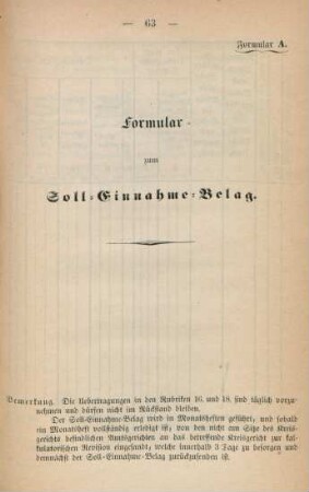 Formular A. Formular zum Soll-Einnahme-Belag