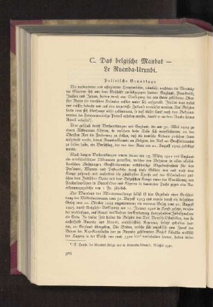 C. Das belgische Mandat - Le Ruanda-Urundi.