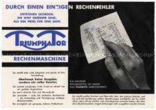 Informationsblatt über Rechenmaschinen