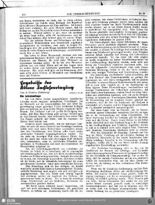 Ergebnisse der Kölner Fachlehrertagung (Schluß zu Nr. 38)