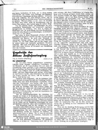 Ergebnisse der Kölner Fachlehrertagung (Schluß zu Nr. 38)