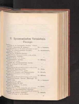 II. Systematisches Verzeichnis.