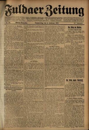 Zweite Ausgabe vom Donnerstag, den 04. Februar 1915.